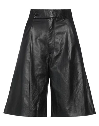Nynne Woman Cropped Pants Black Size 4 Soft Leather