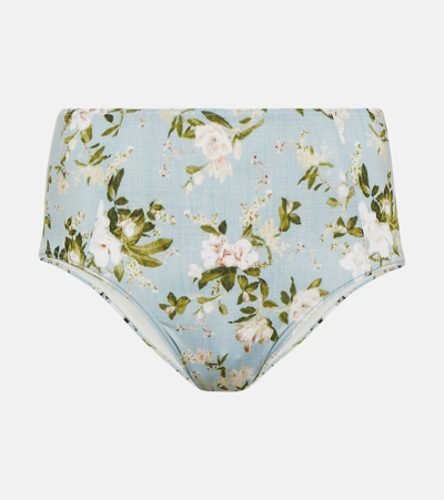 Erdem Floral High-rise Bikini Bottoms In Green