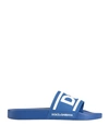 Dolce & Gabbana Rubber Beachwear Sliders With Dg Logo In Blue
