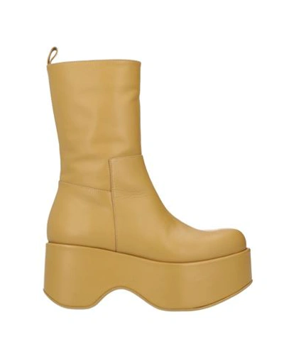 Paloma Barceló Woman Ankle Boots Ocher Size 8 Soft Leather In Yellow