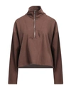Pieces Woman Sweatshirt Dark Brown Size M Polyester, Elastane