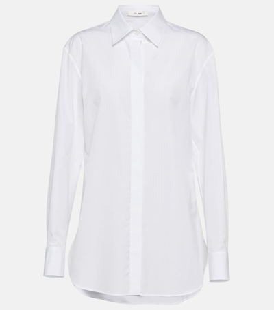 The Row Derica Cotton And Cashmere Drill Shirt In White