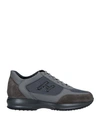Hogan Man Sneakers Dove Grey Size 8.5 Soft Leather, Textile Fibers
