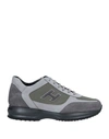 Hogan Man Sneakers Grey Size 8.5 Soft Leather, Textile Fibers