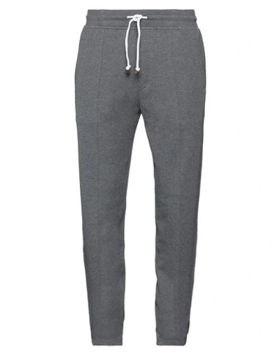 Brunello Cucinelli Man Pants Lead Size M Cotton, Elastane In Grey