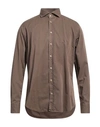 Bastoncino Man Shirt Brown Size 16 Cotton