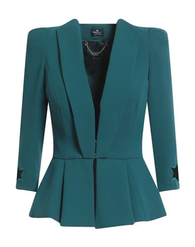 Elisabetta Franchi Woman Suit Jacket Dark Green Size 8 Polyester