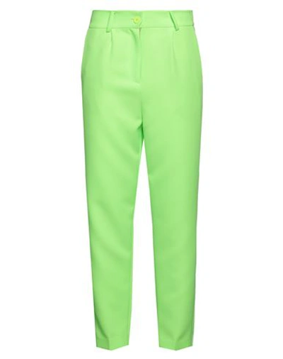 Vicolo Woman Pants Acid Green Size S Polyester, Elastane