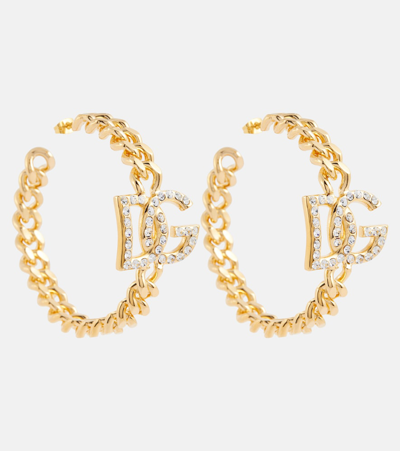 Dolce & Gabbana Logo Embellished Earrings In Gold