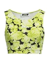 Msgm Floral Print Cropped Top In Green