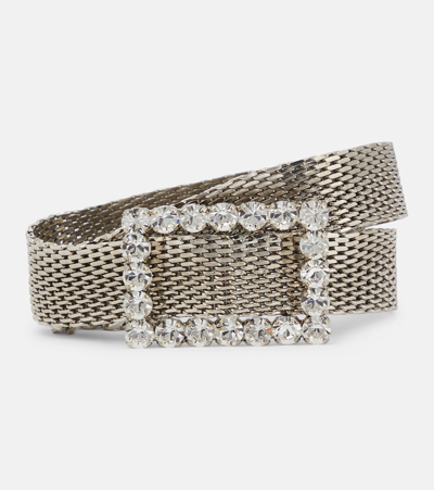 Alessandra Rich Crystal-embellished Chain Belt In Silver