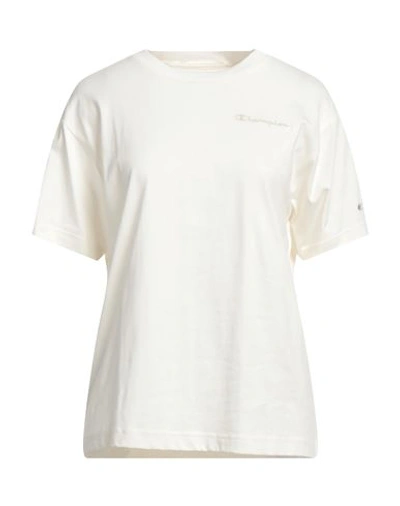 Champion Woman T-shirt Cream Size Xl Cotton In White