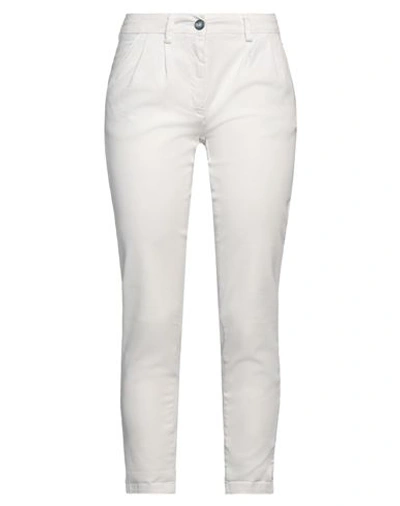 J-cube Woman Pants Ivory Size 26 Cotton, Elastane In White