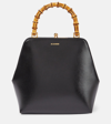 Jil Sander Goji Bamboo Small Leather Top Handle Bag In Black