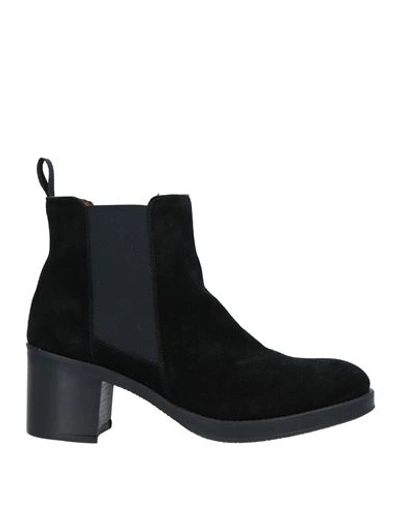 Frau Woman Ankle Boots Black Size 9 Soft Leather, Textile Fibers