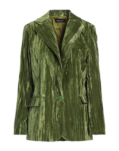 Vanessa Scott Woman Blazer Green Size M Polyester, Elastic Fibres