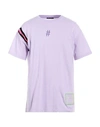 Alessandro Dell'acqua Man T-shirt Lilac Size S Cotton In Purple