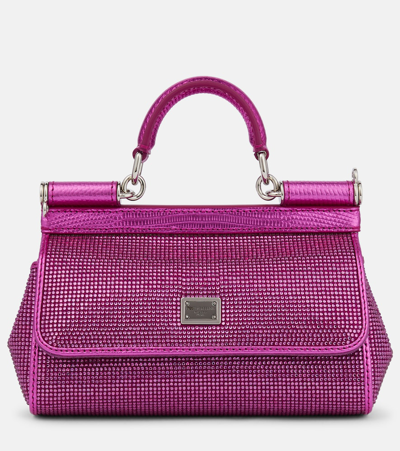 Dolce & Gabbana X Kim Sicily Small Embellished Shoulder Bag In Pink