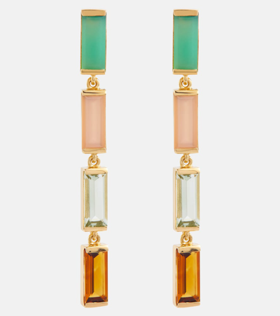 Aliita Deco Maxi Embellished 9kt Gold Drop Earrings In Multicoloured