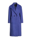 Yes London Woman Coat Dark Purple Size 8 Polyester, Viscose