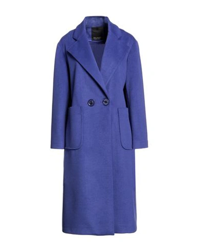 Yes London Woman Coat Dark Purple Size 6 Polyester, Viscose