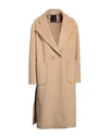 Yes London Woman Coat Camel Size 8 Polyester, Viscose In Beige