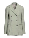 Brunello Cucinelli Woman Blazer Sage Green Size 4 Linen, Cotton, Elastane In Sage Green