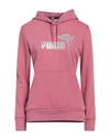 Puma Woman Sweatshirt Pastel Pink Size L Cotton, Polyester, Elastane