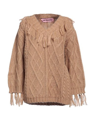 Pink Memories Woman Sweater Camel Size 6 Acrylic, Mohair Wool, Polyamide, Wool In Beige