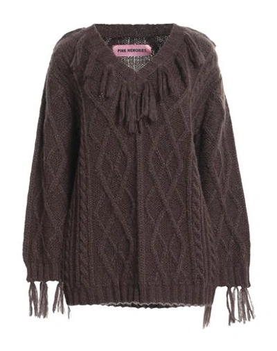 Pink Memories Woman Sweater Dark Brown Size 6 Acrylic, Mohair Wool, Polyamide, Wool