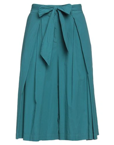 Manila Grace Woman Cropped Pants Deep Jade Size 10 Cotton In Green