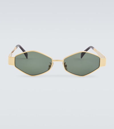 Celine Triomphe Oval Sunglasses In Gold