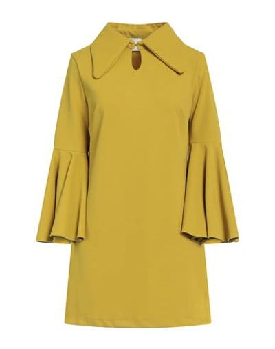 Dixie Woman Mini Dress Mustard Size M Polyester, Elastane In Yellow