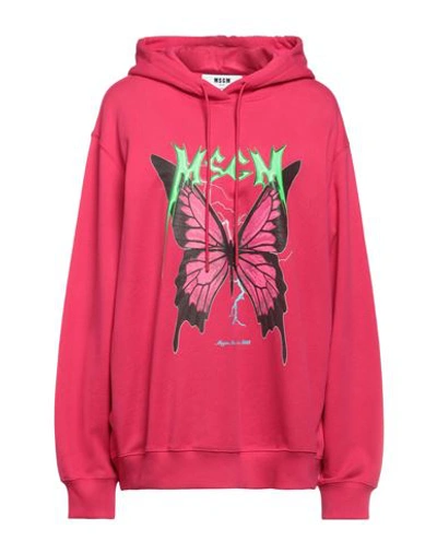 Msgm Woman Sweatshirt Fuchsia Size Xl Cotton In Pink