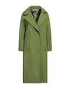 Vanessa Scott Woman Coat Military Green Size S Polyester, Viscose, Elastic Fibres