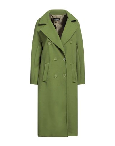 Vanessa Scott Woman Coat Military Green Size L Polyester, Viscose, Elastic Fibres