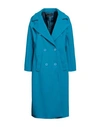 Vanessa Scott Woman Coat Azure Size M Polyester, Viscose, Elastic Fibres In Blue