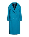 Vanessa Scott Woman Coat Azure Size L Polyester, Viscose, Elastic Fibres In Blue