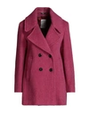Paltò Woman Coat Magenta Size 8 Virgin Wool In Magenta