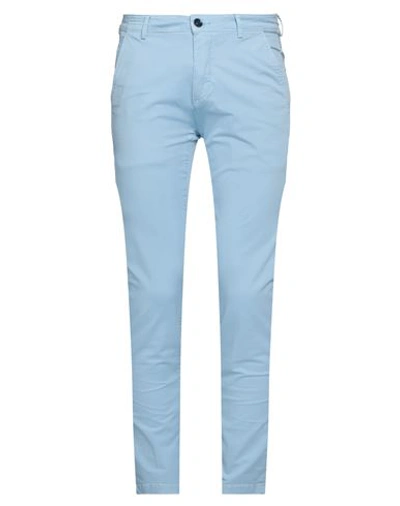 Yan Simmon Man Pants Sky Blue Size 30 Cotton, Elastane In Blue