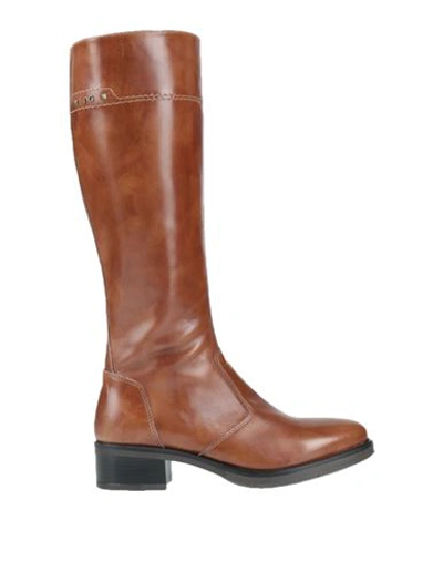 Nero Giardini Woman Knee Boots Tan Size 11 Soft Leather In Brown