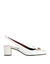 Valentino White Vlogo Chain 50 Leather Slingback Pumps In White