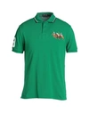 Polo Ralph Lauren Custom Slim Fit Triple-pony Polo Shirt Man Polo Shirt Green Size Xxl Cotton
