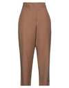 Merci .., Woman Pants Brown Size 6 Viscose, Rayon, Linen