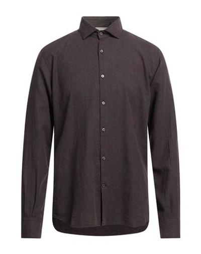Brooksfield Man Shirt Cocoa Size 16 Cotton In Brown