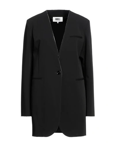 Mm6 Maison Margiela Woman Suit Jacket Black Size 4 Polyester, Viscose, Elastane
