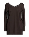 Alpha Studio Woman Sweater Dark Brown Size 12 Merino Wool