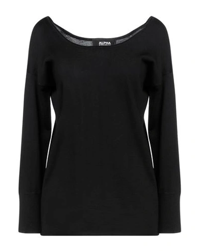 Alpha Studio Woman Sweater Black Size 12 Merino Wool In Black