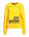 Love Moschino Woman Sweatshirt Yellow Size 4 Cotton, Elastane