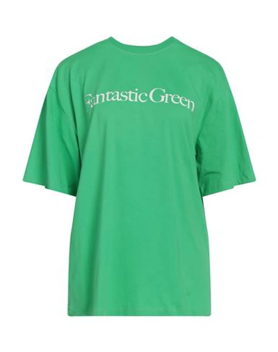 Msgm Woman T-shirt Green Size Xl Organic Cotton In Green